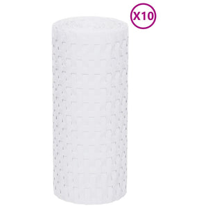vidaXL Balcony Privacy Screens 10 pcs. White 255x19 cm Poly Rattan
