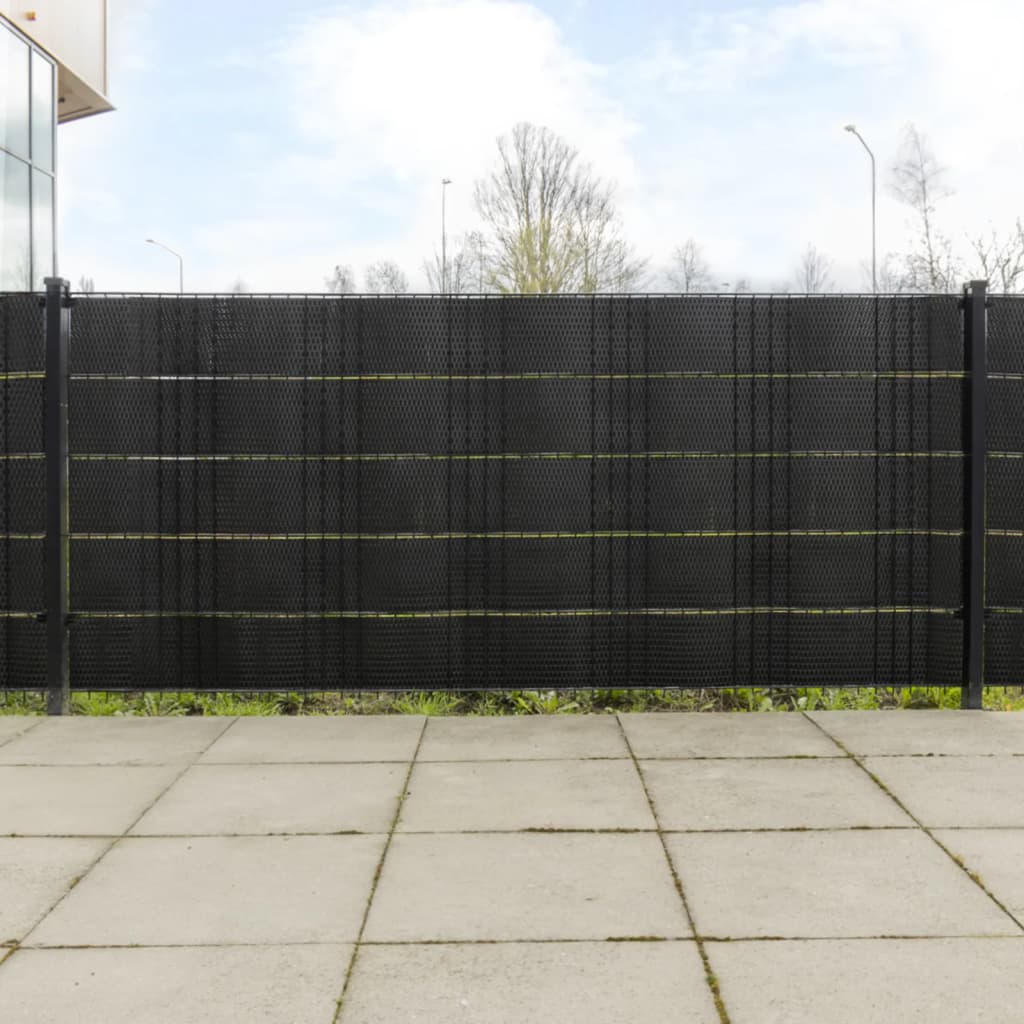 vidaXL Balcony Privacy Screens 10 pcs Black 255x19 cm Poly Rattan