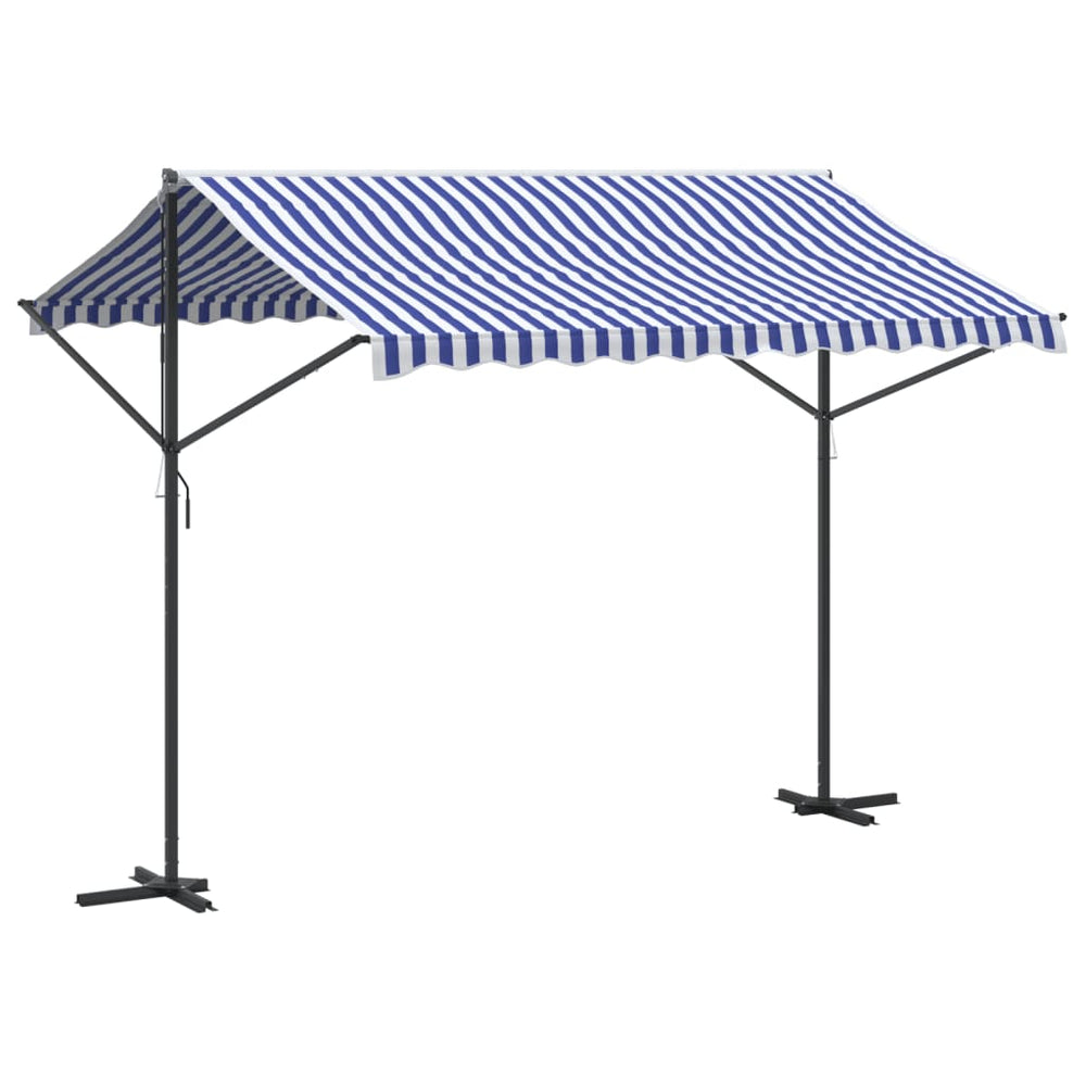 vidaXL Freestanding Awning Blue and White 300x300 cm Fabric and Steel