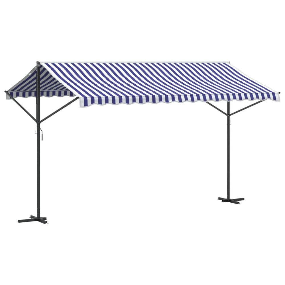 vidaXL Freestanding Awning Blue and White 400x300 cm Fabric and Steel
