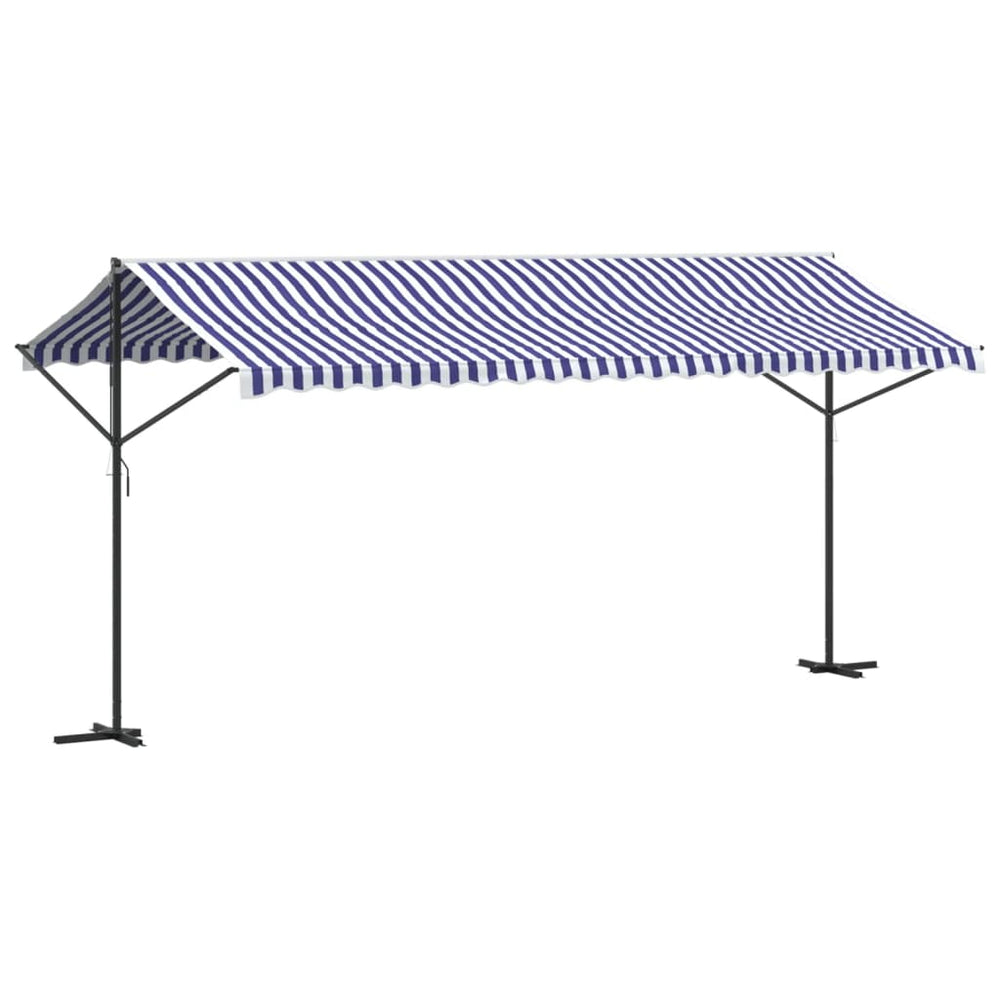 vidaXL Free-standing Awning Blue and White 500x300 cm Fabric and Steel