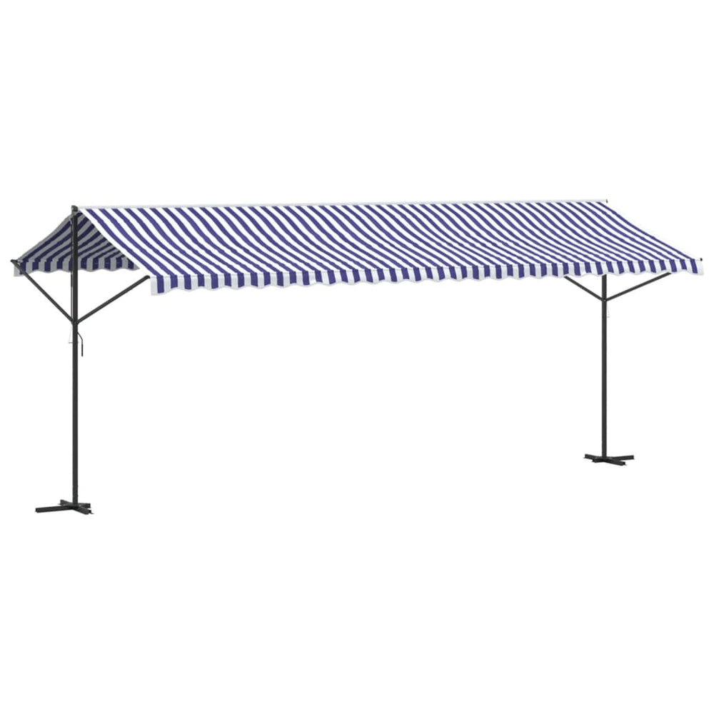 vidaXL Freestanding Awning Blue and White 600x300 cm Fabric and Steel
