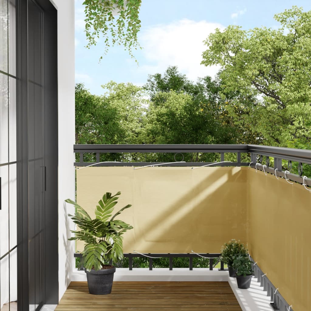 vidaXL Balcony Privacy Screen Sand-coloured 75x800 cm 100% Polyester Oxford