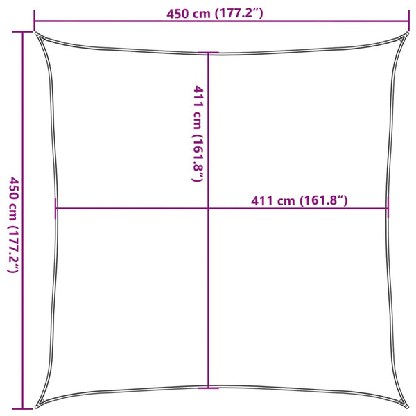 Hellgraues Sonnensegel 4,5x4,5m Oxford Polyester