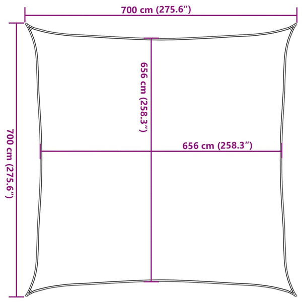 Hellgraues Sonnensegel 7x7 m