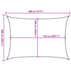 vidaXL Sun Sail Light Grey 8x6 m 100% Polyester Oxford