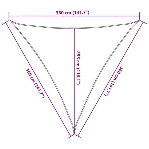 vidaXL Sun Shade Sail Light Grey 3.6x3.6x3.6 m 100% Oxford Polyester