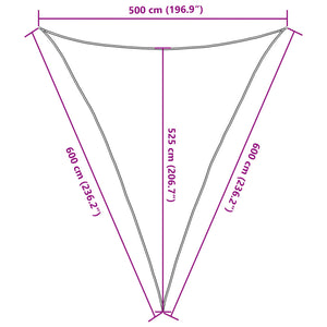 vidaXL Sun Shade Sail Light Grey 5x6x6 m 100% Oxford Polyester