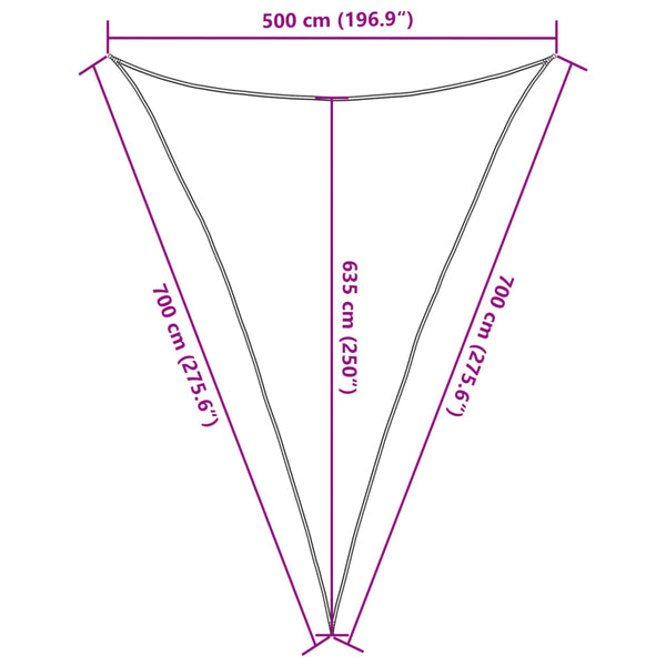 vidaXL Sun Shade Sail Light Gray 5x7x7 m 100% Oxford Polyester