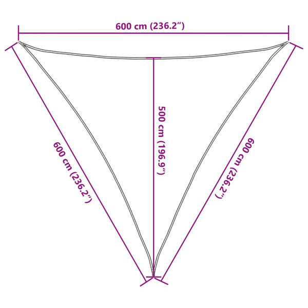 vidaXL Sun Shade Sail Light Gray 6x6x6 m 100% Oxford Polyester