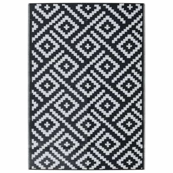 vidaXL Outdoor Rug ARAKIL White and Black 140x200 cm PP