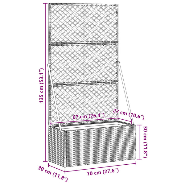 Garten Spalier Pflanzer Braun 105x30x170cm