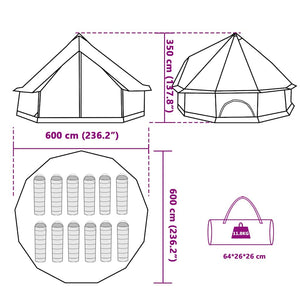 vidaXL Tipi Family Tent 12 Person Green Waterproof