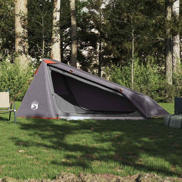 vidaXL Tunnel Tent 1 Person Grey and Orange Waterproof