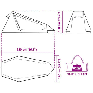 vidaXL Tunnel Tent 1 Person Grey and Orange Waterproof