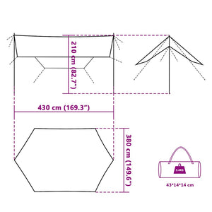 vidaXL Tarp Grey and Orange 430x380x210 cm Waterproof