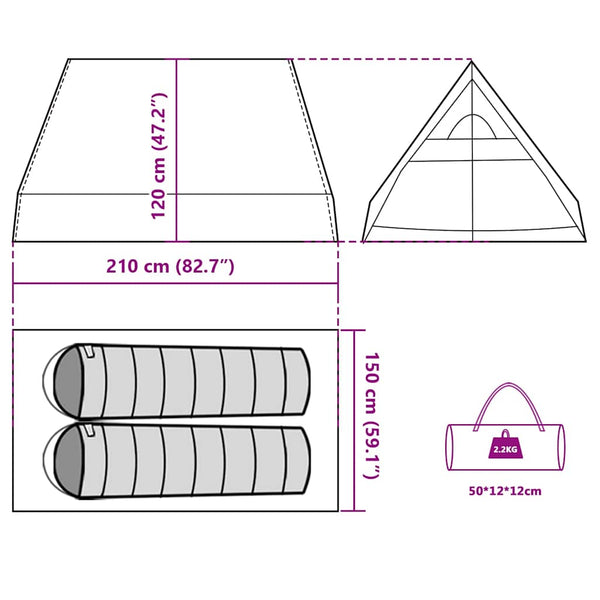 vidaXL Camping Wedge Tent 2 Person Blue Waterproof