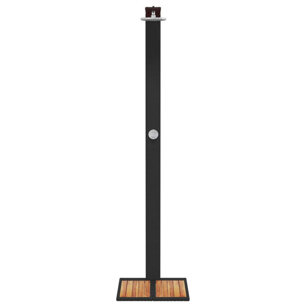 vidaXL Outdoor Shower Black 50x55x224 cm Poly Rattan and Acacia Wood