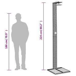vidaXL Outdoor Shower Black 50x55x224 cm Poly Rattan and Acacia Wood