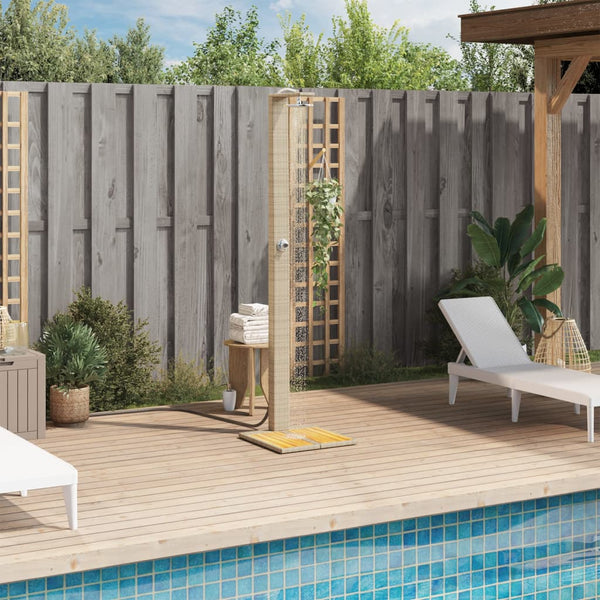 vidaXL Garden Shower Beige 50x55x224 cm Poly Rattan and Acacia Wood