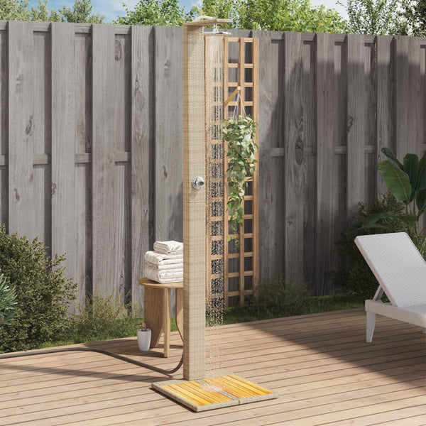 vidaXL Garden Shower Beige 50x55x224 cm Poly Rattan and Acacia Wood