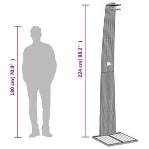 vidaXL Garden Shower Grey 55x60x224 cm Poly Rattan and Acacia Wood