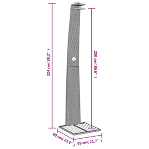 vidaXL Garden Shower Grey 55x60x224 cm Poly Rattan and Acacia Wood