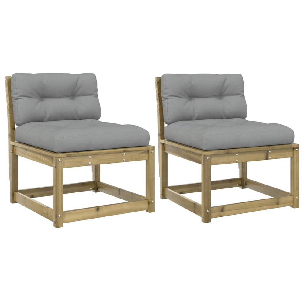 vidaXL Garden Sofas with Cushions 2 pcs. Impregnated Pinewood