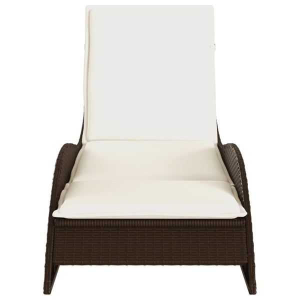 vidaXL Sun Lounger with Cushion Brown 60x205x73 cm Poly Rattan