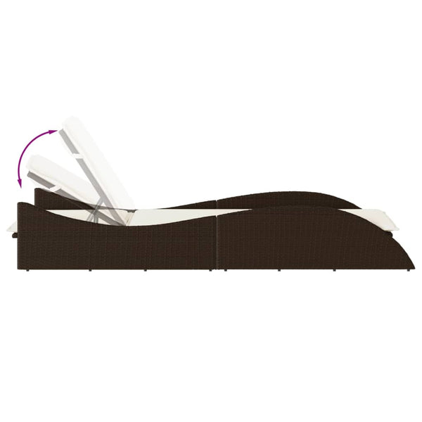 vidaXL Sun Lounger with Cushion Brown 60x205x73 cm Poly Rattan
