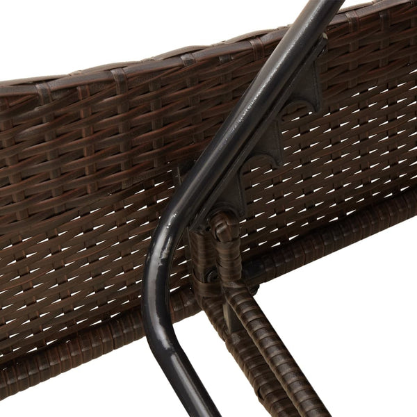 vidaXL Sun Lounger with Cushion Brown 60x205x73 cm Poly Rattan