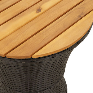 vidaXL Garden Side Table Drum-Shaped Black Poly Rattan Solid Wood