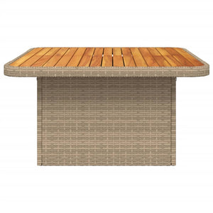 vidaXL Garden Table Beige 80x80x71 cm Poly Rattan and Acacia Wood