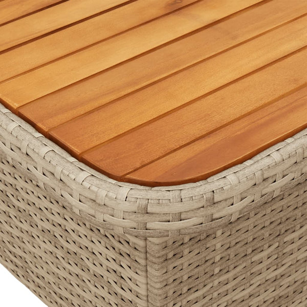 vidaXL Garden Table Beige 80x80x71 cm Poly Rattan and Acacia Wood