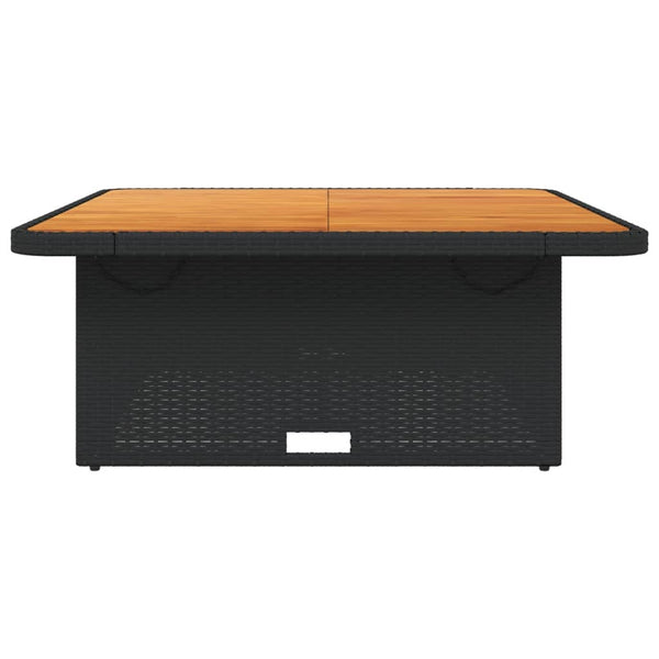 vidaXL Garden Table Black 110x110x71 cm Poly Rattan and Acacia Wood