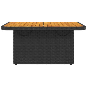 vidaXL Garden Table Black 90x55x71 cm Poly Rattan and Acacia Wood