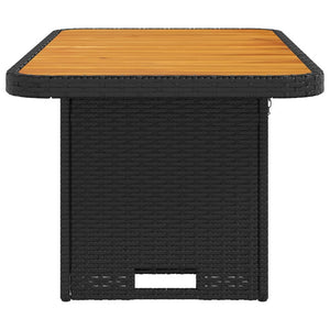 vidaXL Garden Table Black 90x55x71 cm Poly Rattan and Acacia Wood