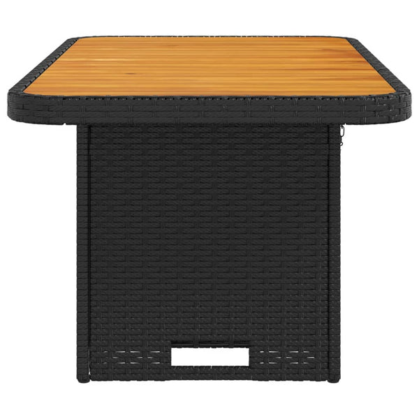 vidaXL Garden Table Black 90x55x71 cm Poly Rattan and Acacia Wood