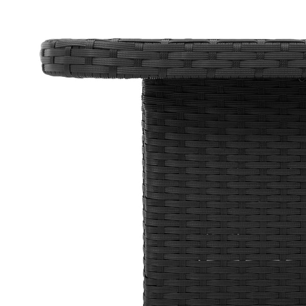 vidaXL Garden Table Black 90x55x71 cm Poly Rattan and Acacia Wood