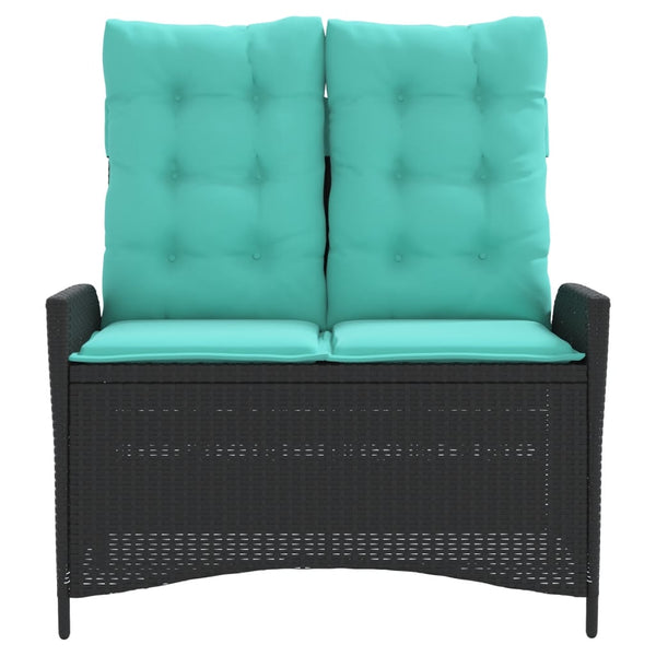 vidaXL Adjustable Garden Bench with Cushions Black Poly Rattan