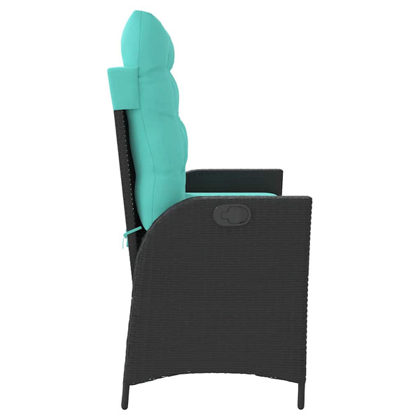 vidaXL Adjustable Garden Bench with Cushions Black Poly Rattan