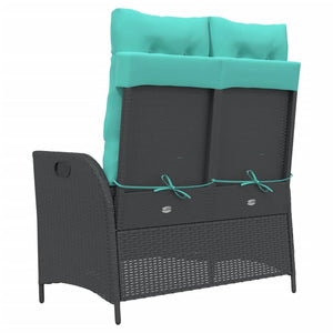 vidaXL Adjustable Garden Bench with Cushions Black Poly Rattan