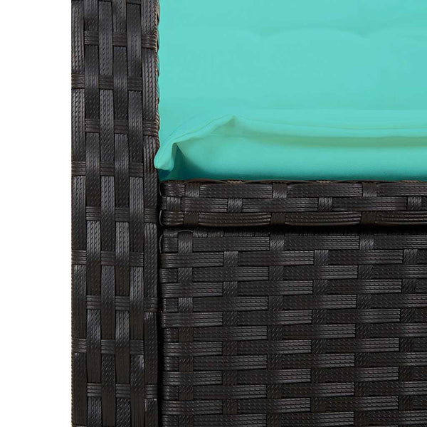 vidaXL Adjustable Garden Bench with Cushions Black Poly Rattan