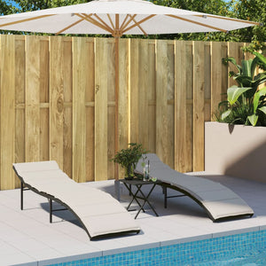 vidaXL Sun Lounger with Cushion Black 55x199x50 cm Poly Rattan
