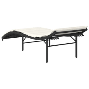 vidaXL Sun Lounger with Cushion Black 55x199x50 cm Poly Rattan