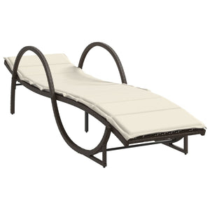 vidaXL Sun Lounger with Cushion Brown 60x199x42 cm Poly Rattan