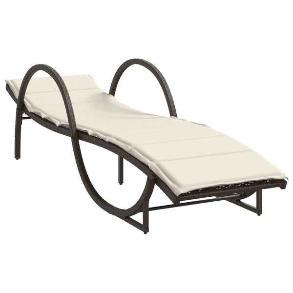 vidaXL Sun Lounger with Cushion Brown 60x199x42 cm Poly Rattan
