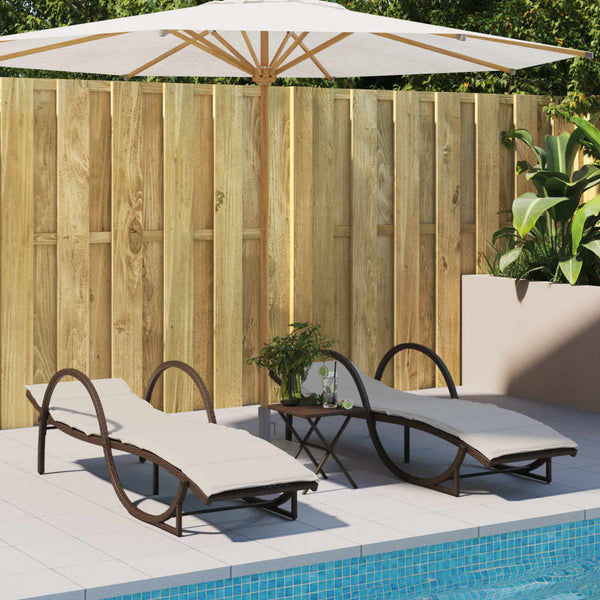 vidaXL Sun Lounger with Cushion Brown 60x199x42 cm Poly Rattan