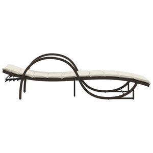 vidaXL Sun Lounger with Cushion Brown 60x199x42 cm Poly Rattan