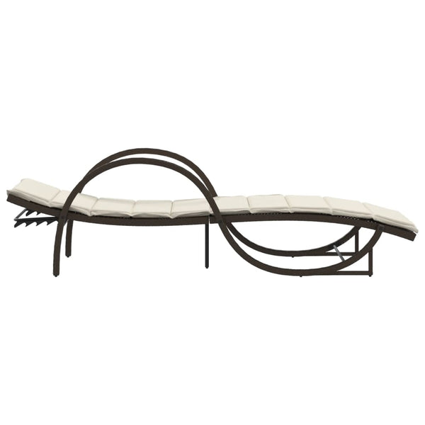 vidaXL Sun Lounger with Cushion Brown 60x199x42 cm Poly Rattan